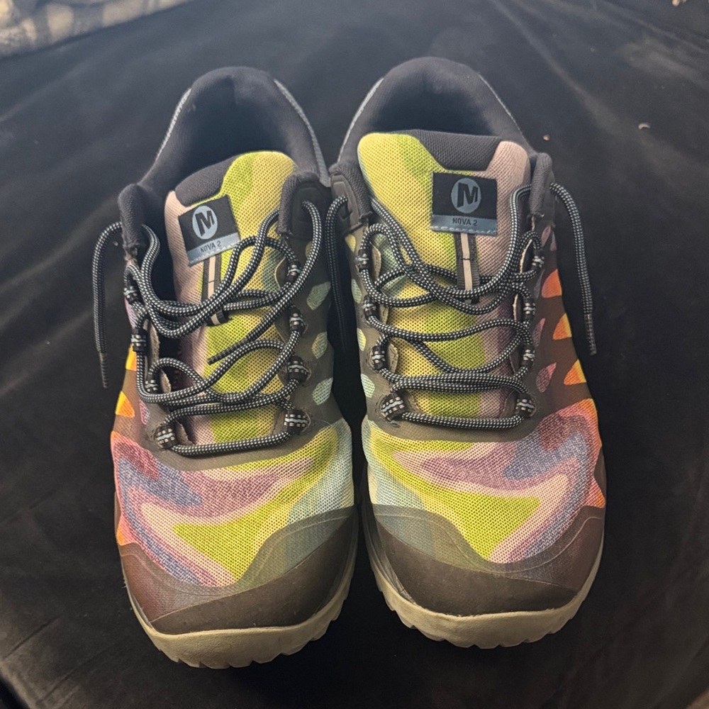 Merrell Nova 2 mens Multicolor Trail Sneakers - Green, Purple, Yellow Accents